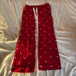 Abercrombie & Fitch Red Lounge Pants with White Moose Pattern